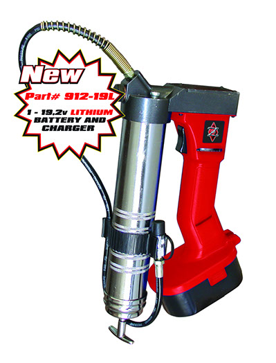 19-volt battery-operated grease gun w/ charger, 2 batteries 